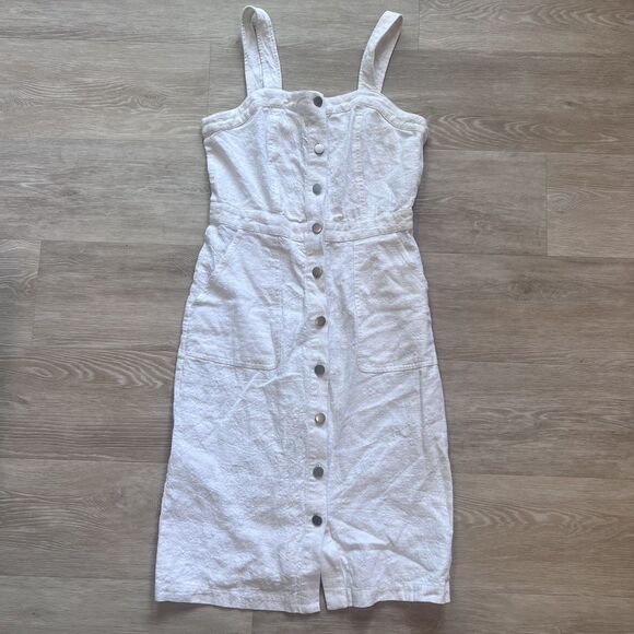 Skies Are Blue 100% Linen White Button Down Dress-Size S - Picture 1 of 8
